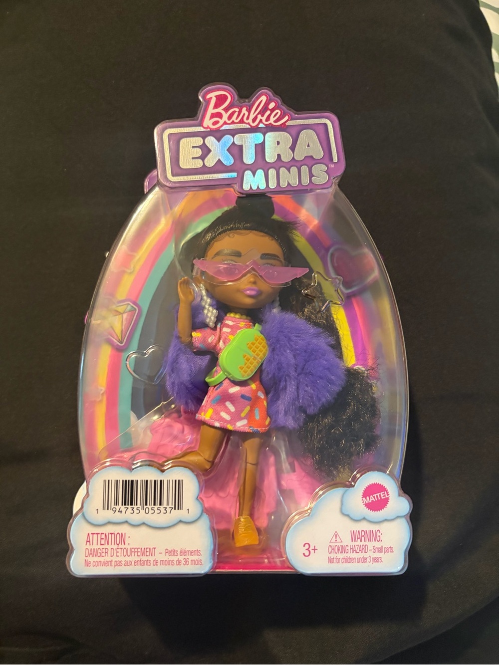 Mattel Barbie‎ Extra Minis Doll with Purple Fur Jacket and Pink Dress